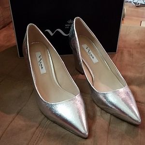 Silver Nina block heel shoes size 9